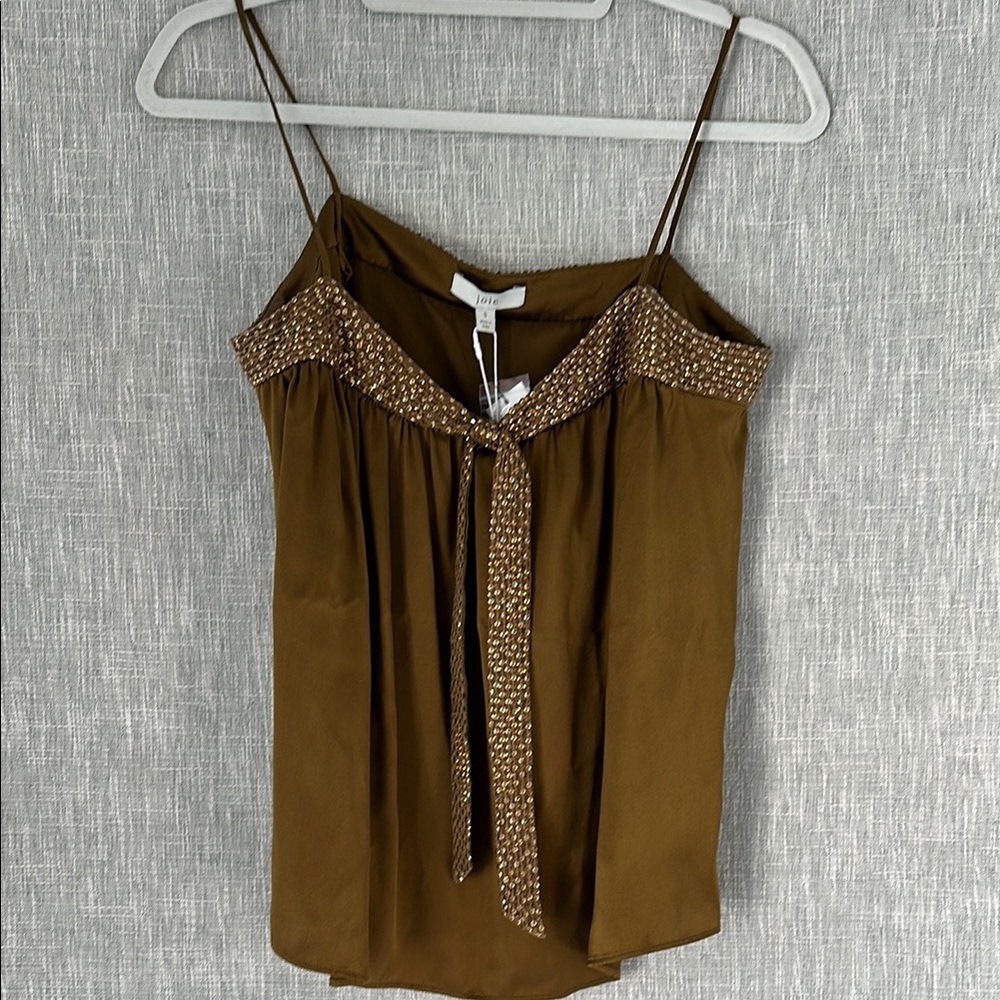Joie Valentina Lacquer Sleeveless Camisole with Tie Front and Spaghetti Straps